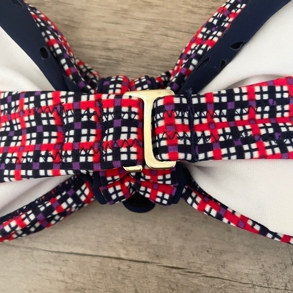🌺 Jessica Simpson Plaid Check Bow Bandeau Bikini Top Size M - Picture 5 of 10